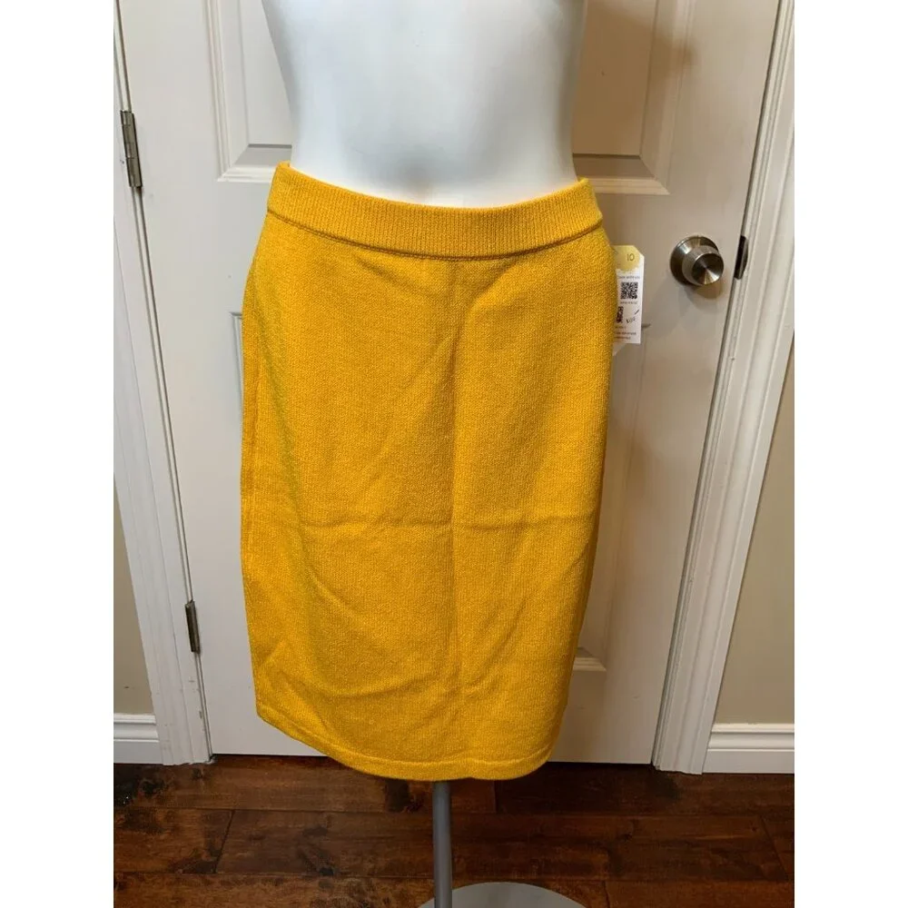 St. John Collection Dark Yellow Pencil Skirt Elastic Waistband, Size 2
